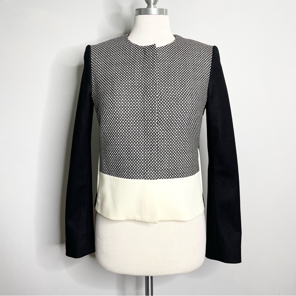 Judith & Charles Virgin Wool Long Sleeve Color Block Suit Jacket Blazer